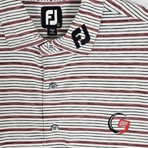 FootJoy FJ Polo Shirt Men Large Tour Issue Golf Logo Striped Read - Picture 1 of 5